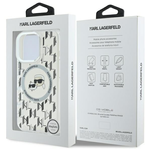 Futrola MagSafe za Apple iPhone 16 Pro Max, Karl Lagerfeld, IML Monogram Karl & Choupette's Heads, Transparentna