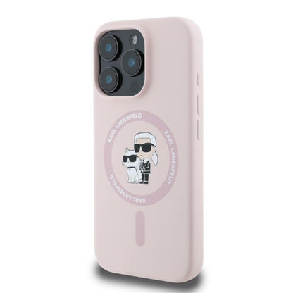 Futrola MagSafe za Apple iPhone 16 Pro Max, Karl Lagerfeld, Silikonski prsten Karl & Choupette, Roze