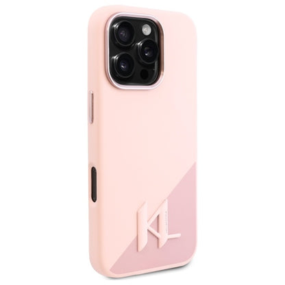 Futrola MagSafe za Apple iPhone 16 Pro Max, Karl Lagerfeld, Silicone Shadow Metal Initial, Roze