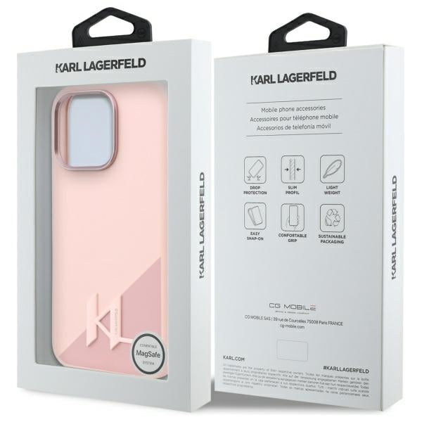 Futrola MagSafe za Apple iPhone 16 Pro Max, Karl Lagerfeld, Silicone Shadow Metal Initial, Roze