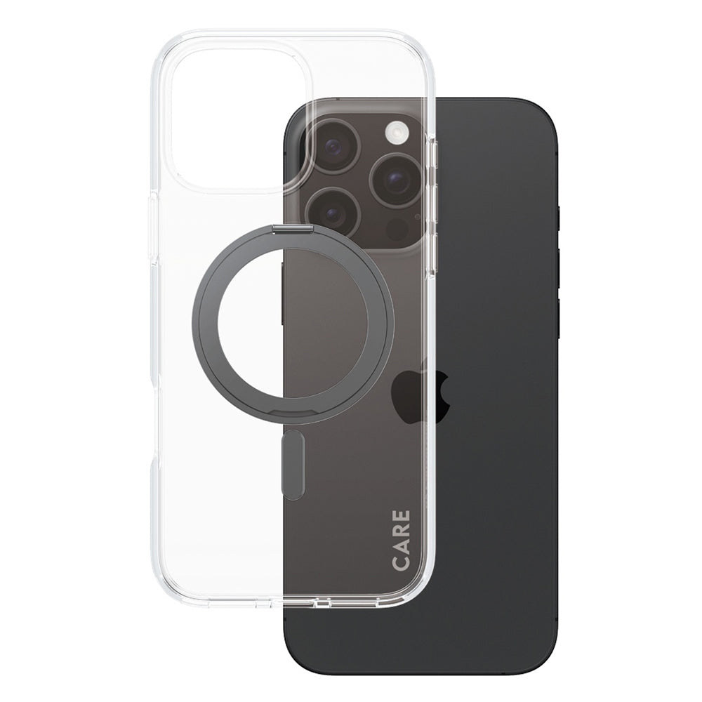 Futrola MagSafe za Apple iPhone 16 Pro Max, PanzerGlass, sa opcijom postolja, Crna Transparentna