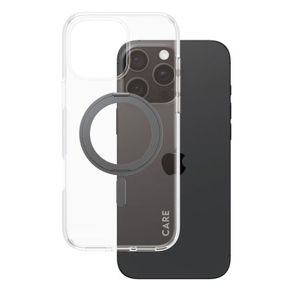 Futrola MagSafe za Apple iPhone 16 Pro Max, PanzerGlass, sa opcijom postolja, Crna Transparentna
