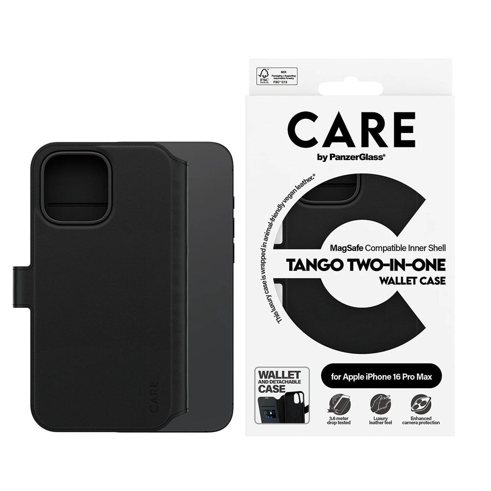 Futrola MagSafe za Apple iPhone 16 Pro Max, PanzerGlass, Care Feature Tango Two-in-One, Crna