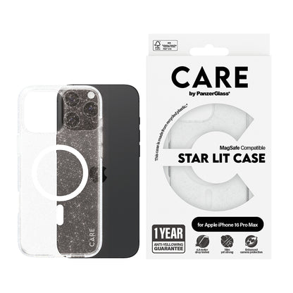 Futrola MagSafe za Apple iPhone 16 Pro Max, PanzerGlass, Care Urban Combat Star Lit, Transparentna Bela