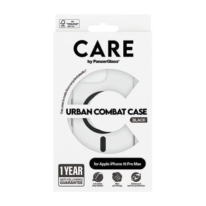 Futrola MagSafe za Apple iPhone 16 Pro Max, PanzerGlass, Care Urban Combat, Crna Transparentna