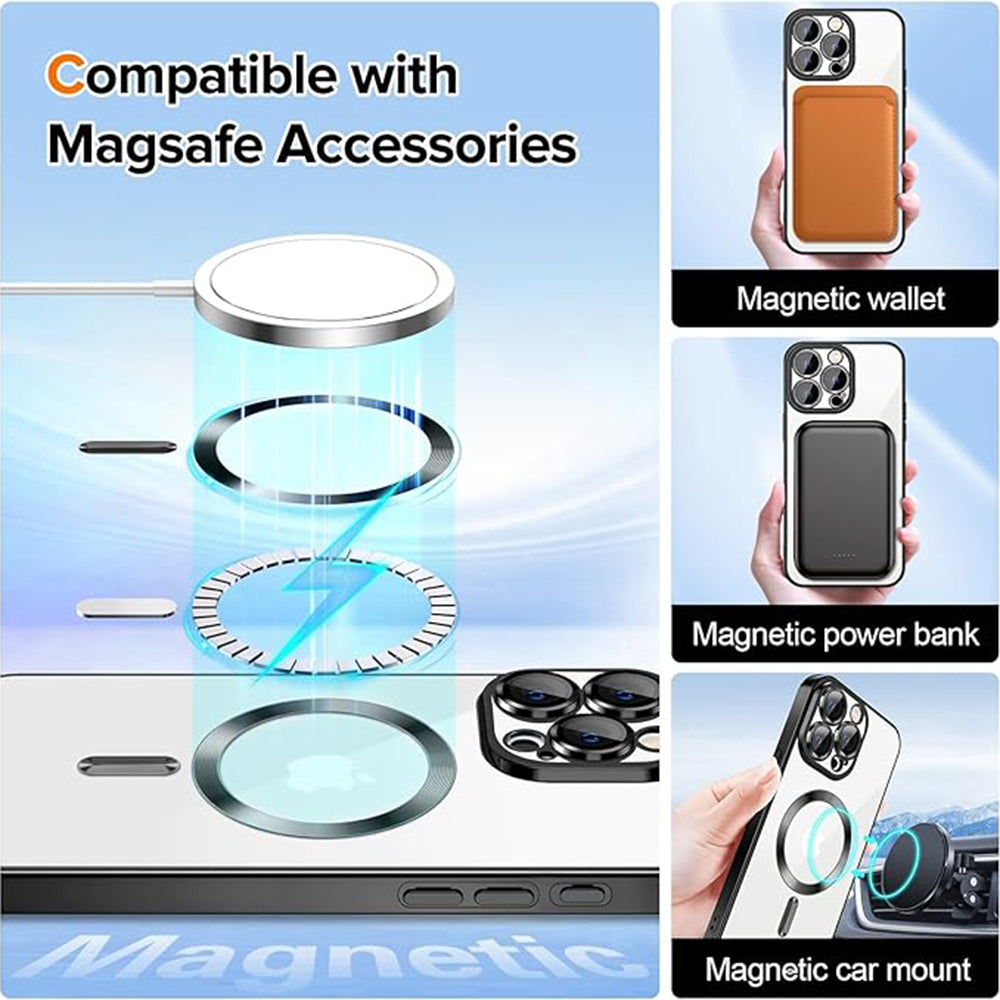 MagSafe futrola za Apple iPhone 16 Pro Max, Techsuit, Luxury Crystal, Crna
