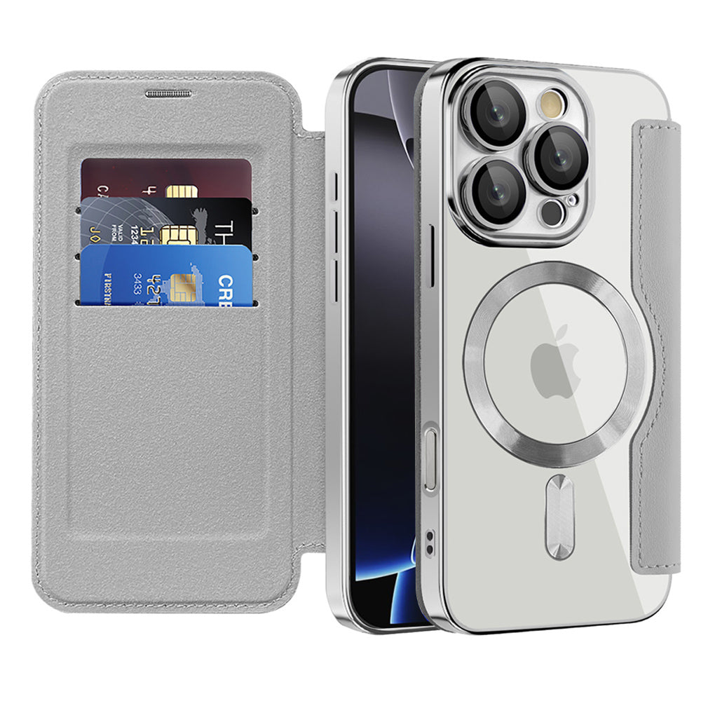MagSafe futrola za Apple iPhone 16 Pro Max, Techsuit, SmartMag Book, Siva
