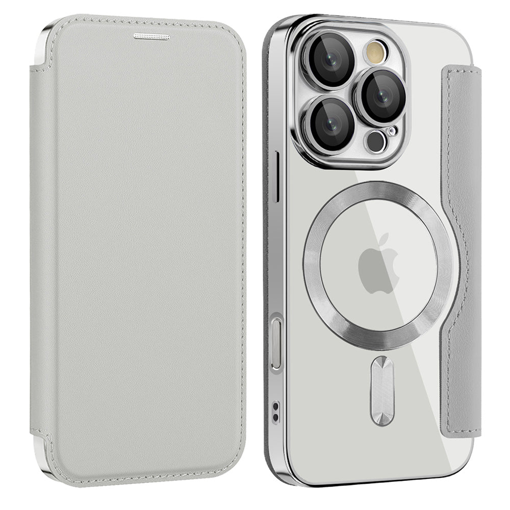 MagSafe futrola za Apple iPhone 16 Pro Max, Techsuit, SmartMag Book, Siva