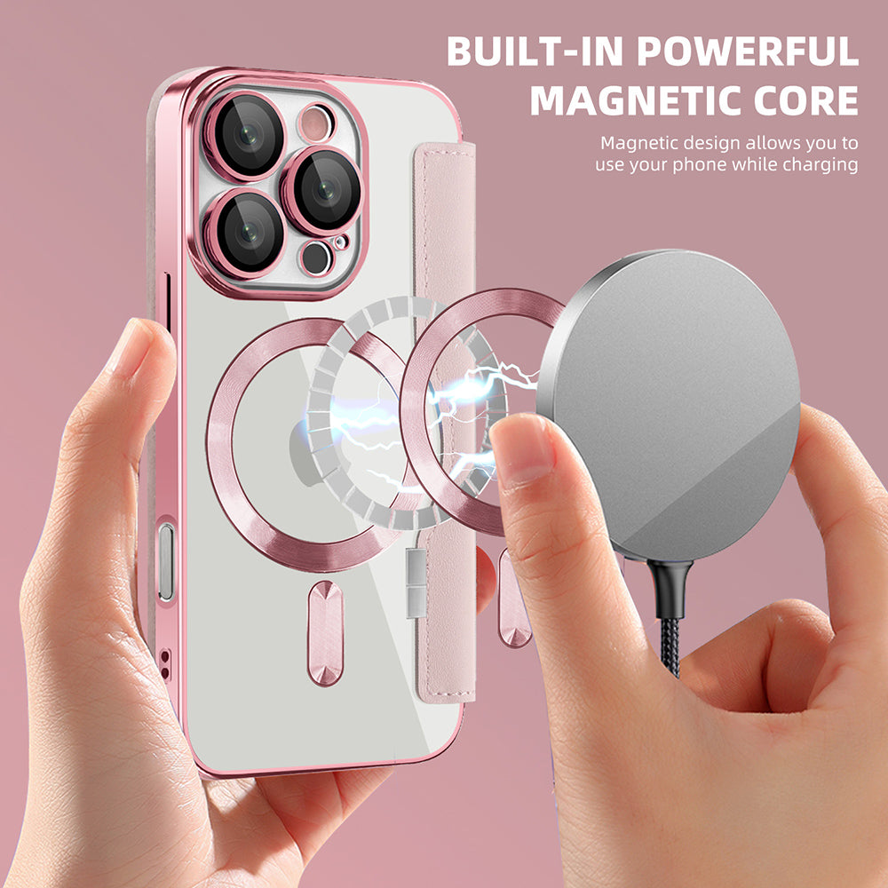 MagSafe futrola za Apple iPhone 16 Pro Max, Techsuit, SmartMag Book, Roze