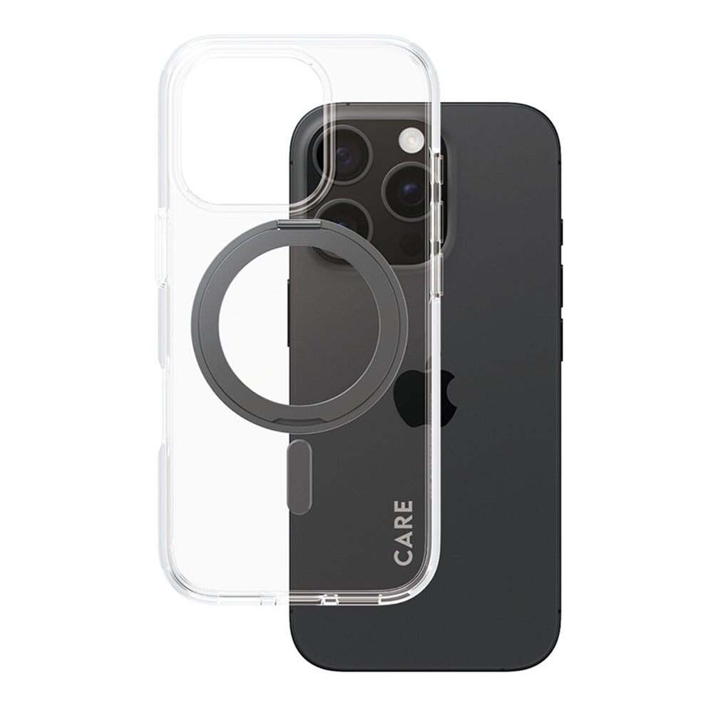 Futrola MagSafe za Apple iPhone 16 Pro, PanzerGlass, Care Feature Kickstand, Crna Transparentna
