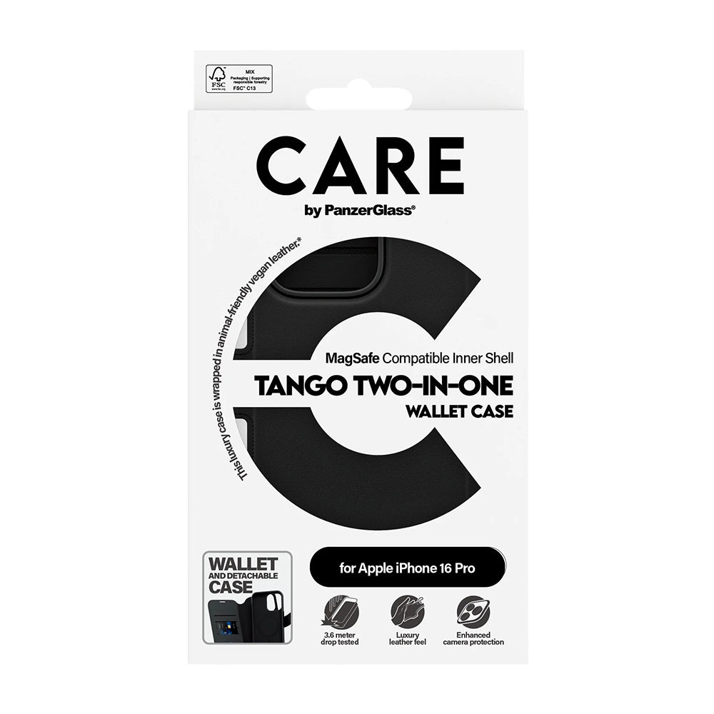 Futrola MagSafe za Apple iPhone 16 Pro, PanzerGlass, Care Feature Tango Two-in-One, Crna