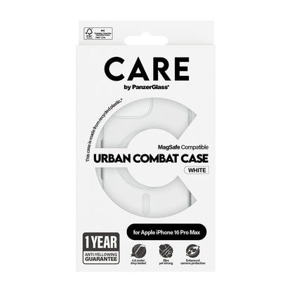 Futrola MagSafe za Apple iPhone 16 Pro, PanzerGlass, Care Urban Combat, Bela Transparentna