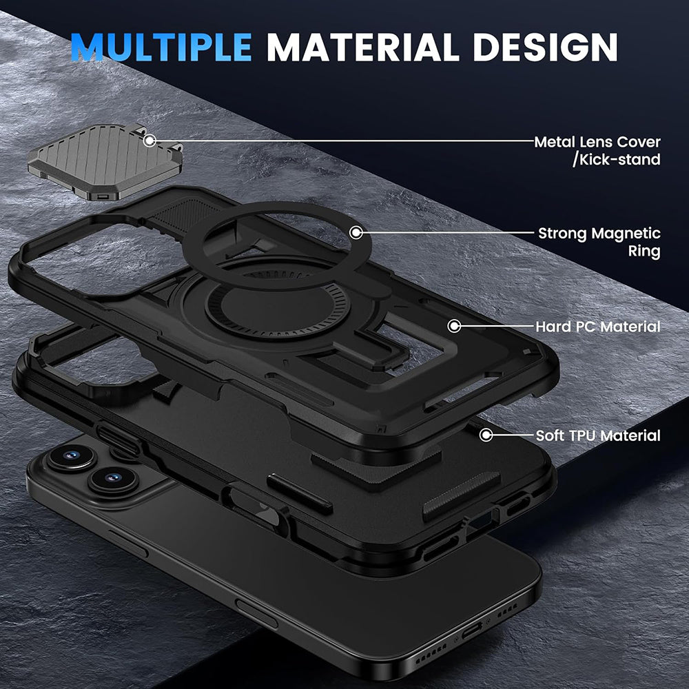 MagSafe futrola za Apple iPhone 16 Pro, Techsuit, CamVault, Crna