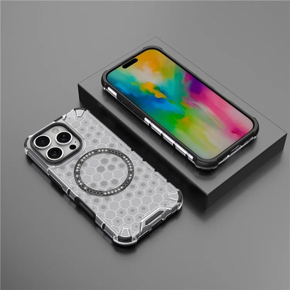 MagSafe futrola za Apple iPhone 16 Pro, Techsuit, HoneyComb Shield, Bela
