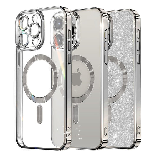 MagSafe futrola za Apple iPhone 16 Pro, Techsuit, Luxury Glitter, Srebrna