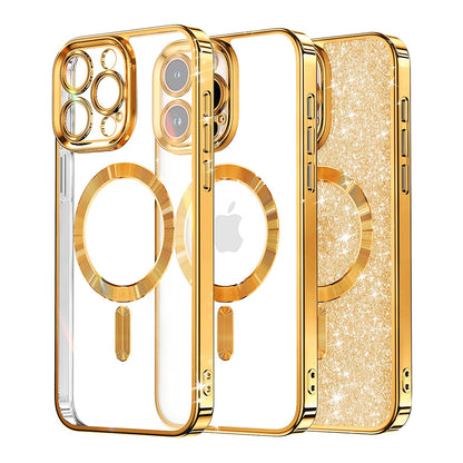 MagSafe futrola za Apple iPhone 16 Pro, Techsuit, Luxury Glitter, Zlatna