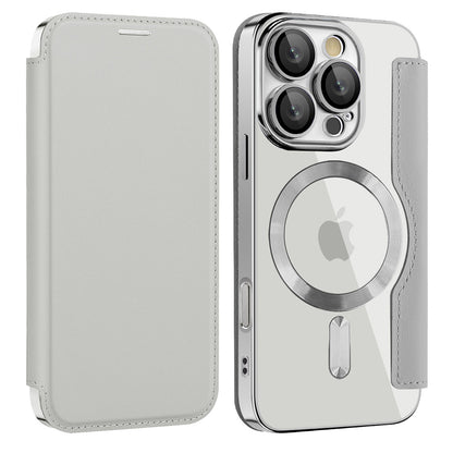 MagSafe futrola za Apple iPhone 16 Pro, Techsuit, SmartMag Book, Siva