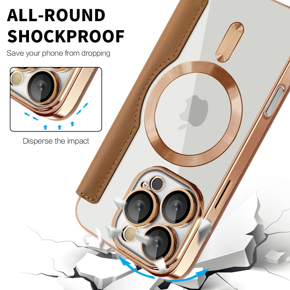 MagSafe futrola za Apple iPhone 16 Pro, Techsuit, SmartMag Book, Braon