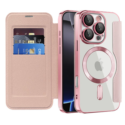 MagSafe futrola za Apple iPhone 16 Pro, Techsuit, SmartMag Book, Roze