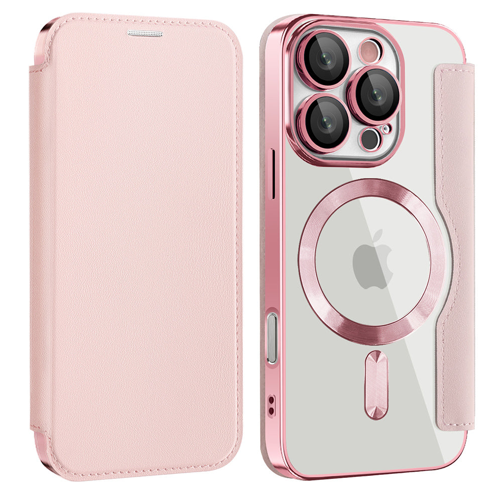 MagSafe futrola za Apple iPhone 16 Pro, Techsuit, SmartMag Book, Roze