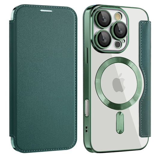 MagSafe futrola za Apple iPhone 16 Pro, Techsuit, SmartMag Book, Zelena