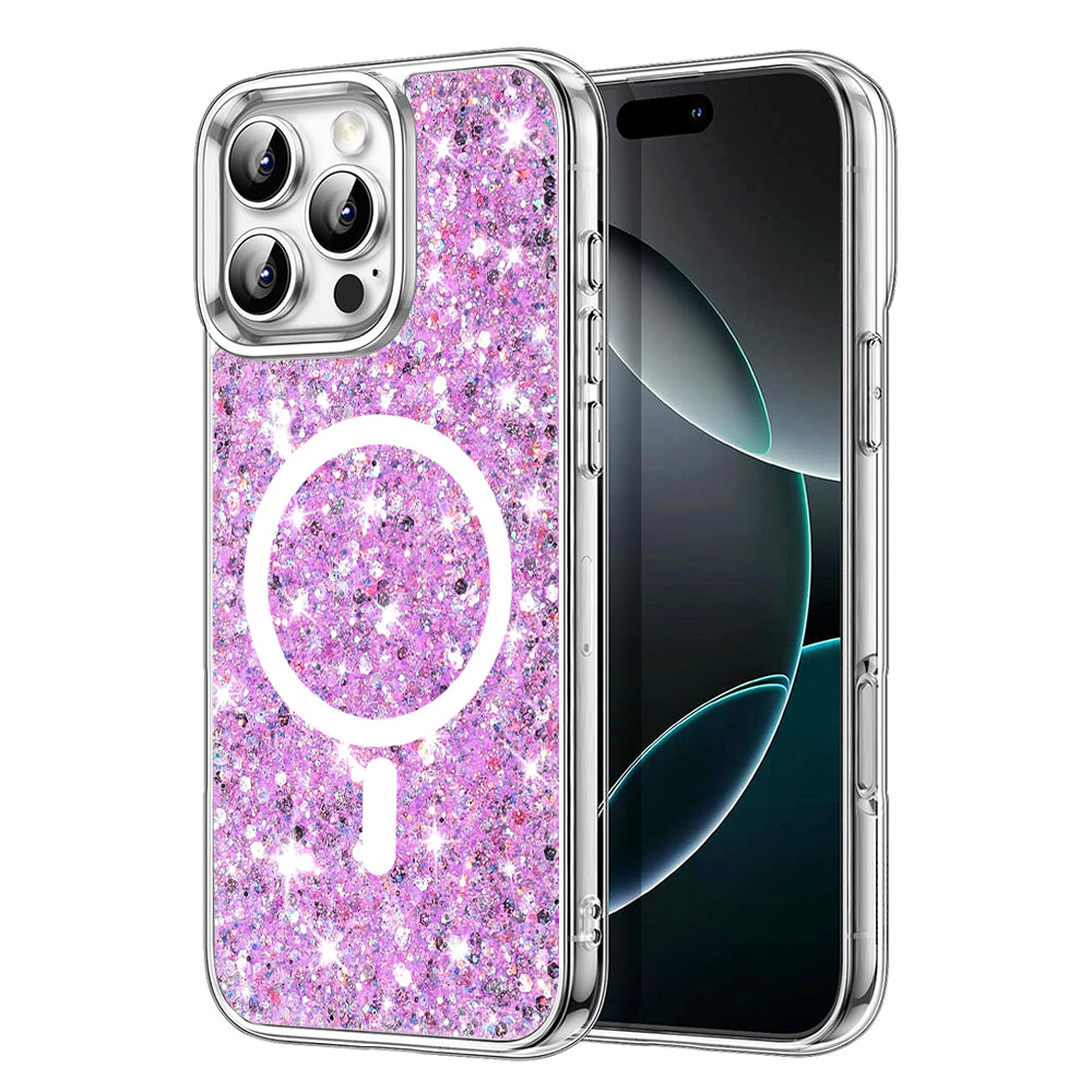 MagSafe futrola za Apple iPhone 16 Pro, Techsuit, Sparkly Glitter, Magenta