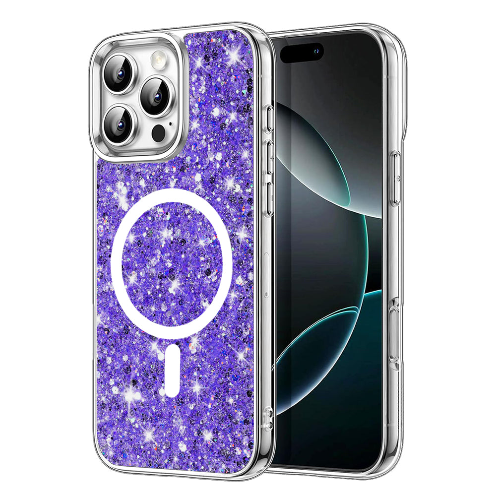 MagSafe futrola za Apple iPhone 16 Pro, Techsuit, Sparkly Glitter, Ljubičasta