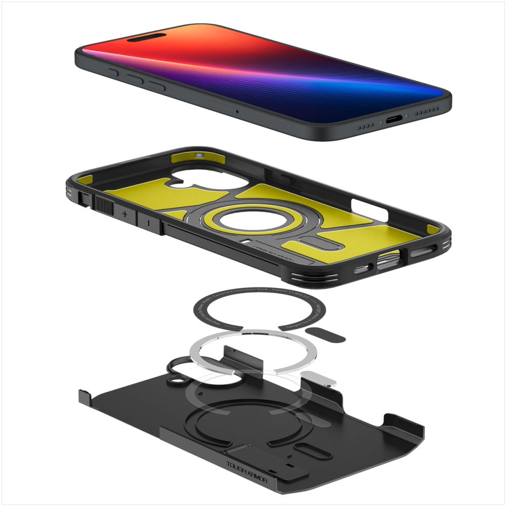 MagSafe futrola za Apple iPhone 16, Spigen, Tough Armor, Crna ACS08216