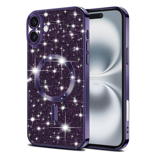 MagSafe futrola za Apple iPhone 16, Techsuit, Luxury Glitter, Tamno Ljubičasta