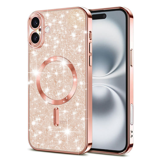 MagSafe futrola za Apple iPhone 16, Techsuit, Luxury Glitter, Roze Zlatna