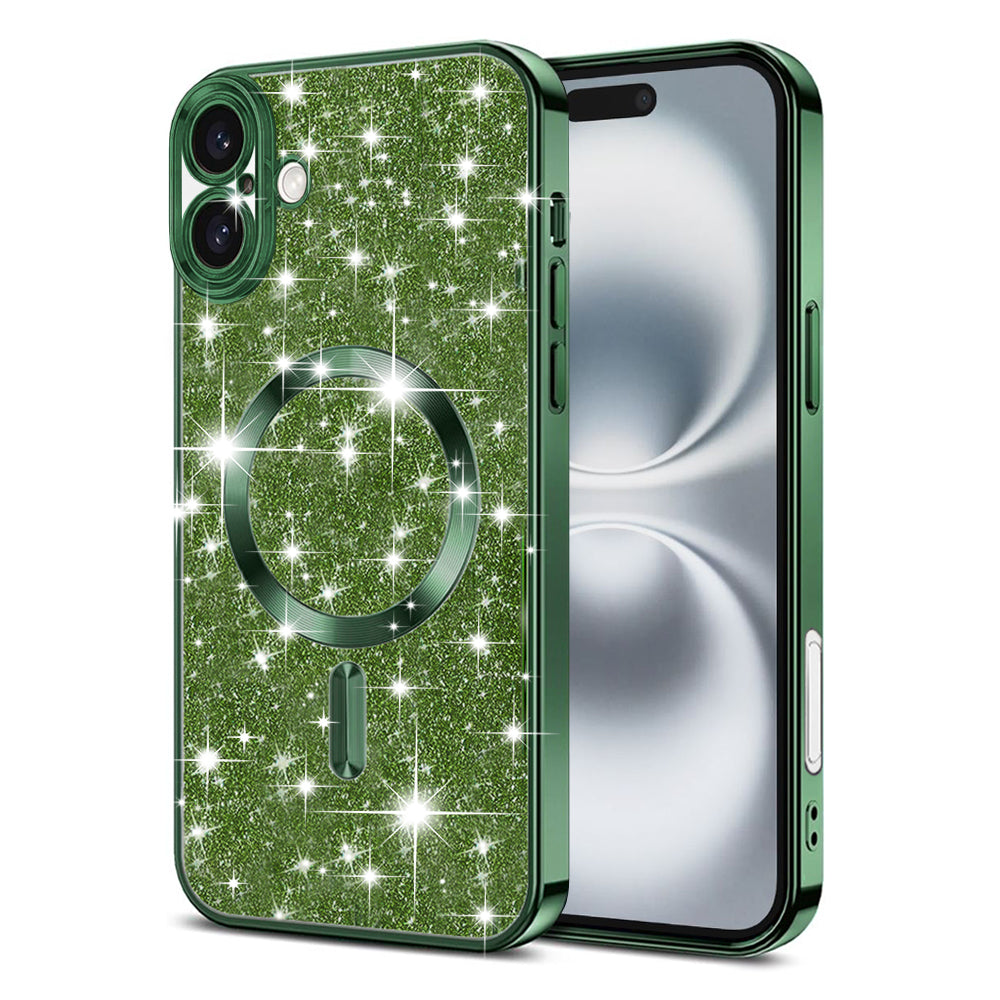 MagSafe futrola za Apple iPhone 16, Techsuit, Luxury Glitter, Tamno Zelena
