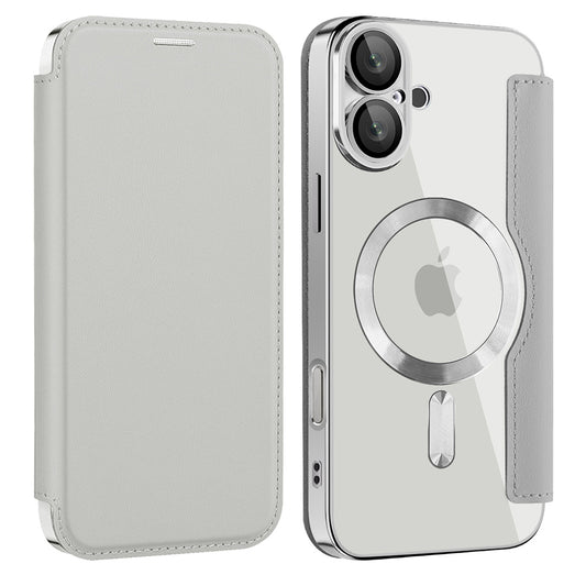 MagSafe futrola za Apple iPhone 16, Techsuit, SmartMag Book, Siva