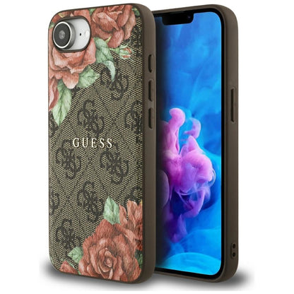 Husa MagSafe za Apple iPhone 16e, Guess, 4G Flowers Print, Braon