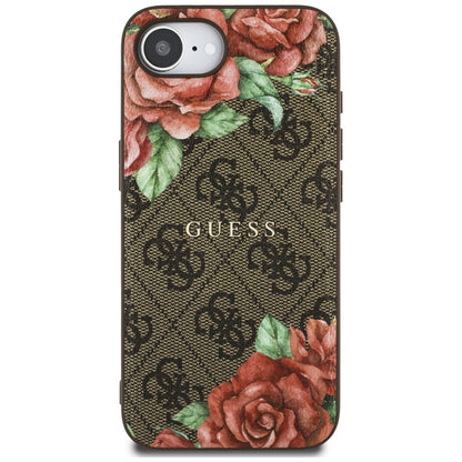 Husa MagSafe za Apple iPhone 16e, Guess, 4G Flowers Print, Braon