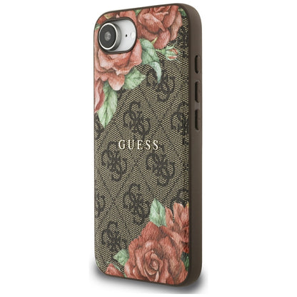 Husa MagSafe za Apple iPhone 16e, Guess, 4G Flowers Print, Braon