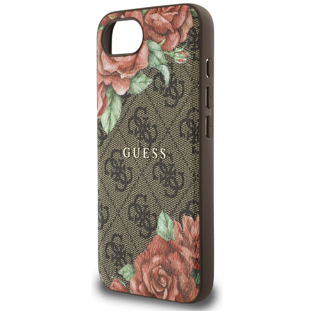 Husa MagSafe za Apple iPhone 16e, Guess, 4G Flowers Print, Braon