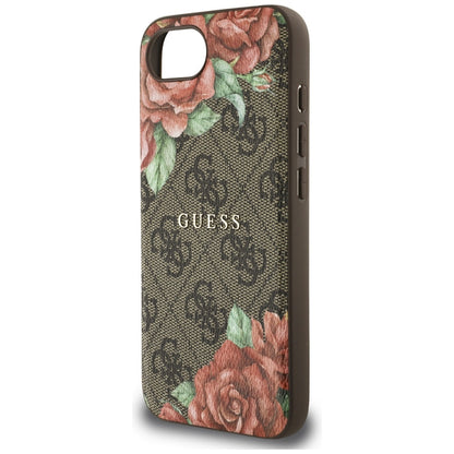 Husa MagSafe za Apple iPhone 16e, Guess, 4G Flowers Print, Braon