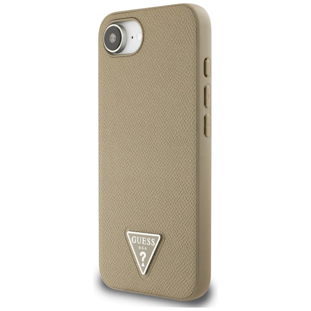 Futrola MagSafe za Apple iPhone 16e, Guess, Grained Triangle Logo, Braon