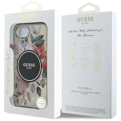 Futrola MagSafe za Apple iPhone 16e, Guess, IML Flowers, Crna