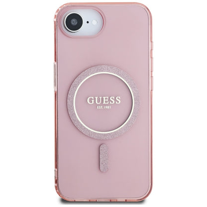 Futrola MagSafe za Apple iPhone 16e, Guess, IML Glitter Circle, Roze