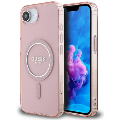 Futrola MagSafe za Apple iPhone 16e, Guess, IML Glitter Circle, Roze