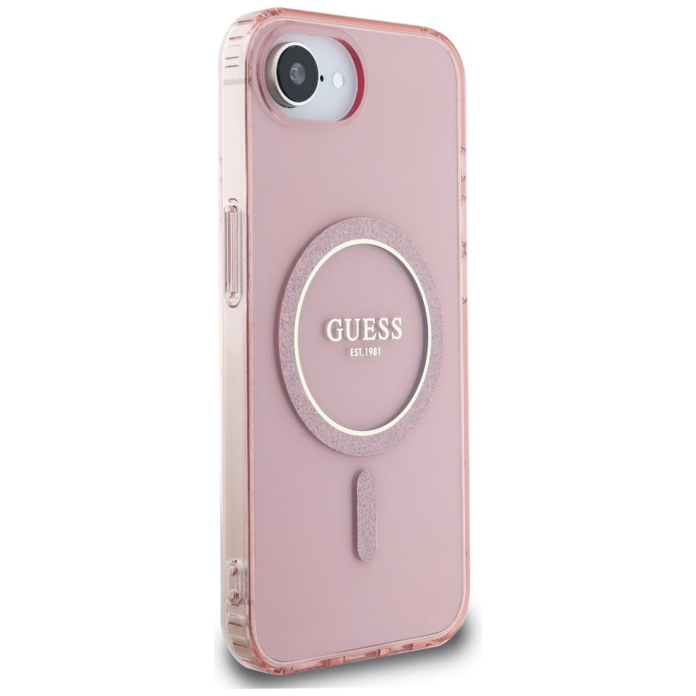 Futrola MagSafe za Apple iPhone 16e, Guess, IML Glitter Circle, Roze