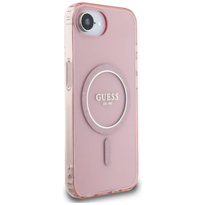 Futrola MagSafe za Apple iPhone 16e, Guess, IML Glitter Circle, Roze