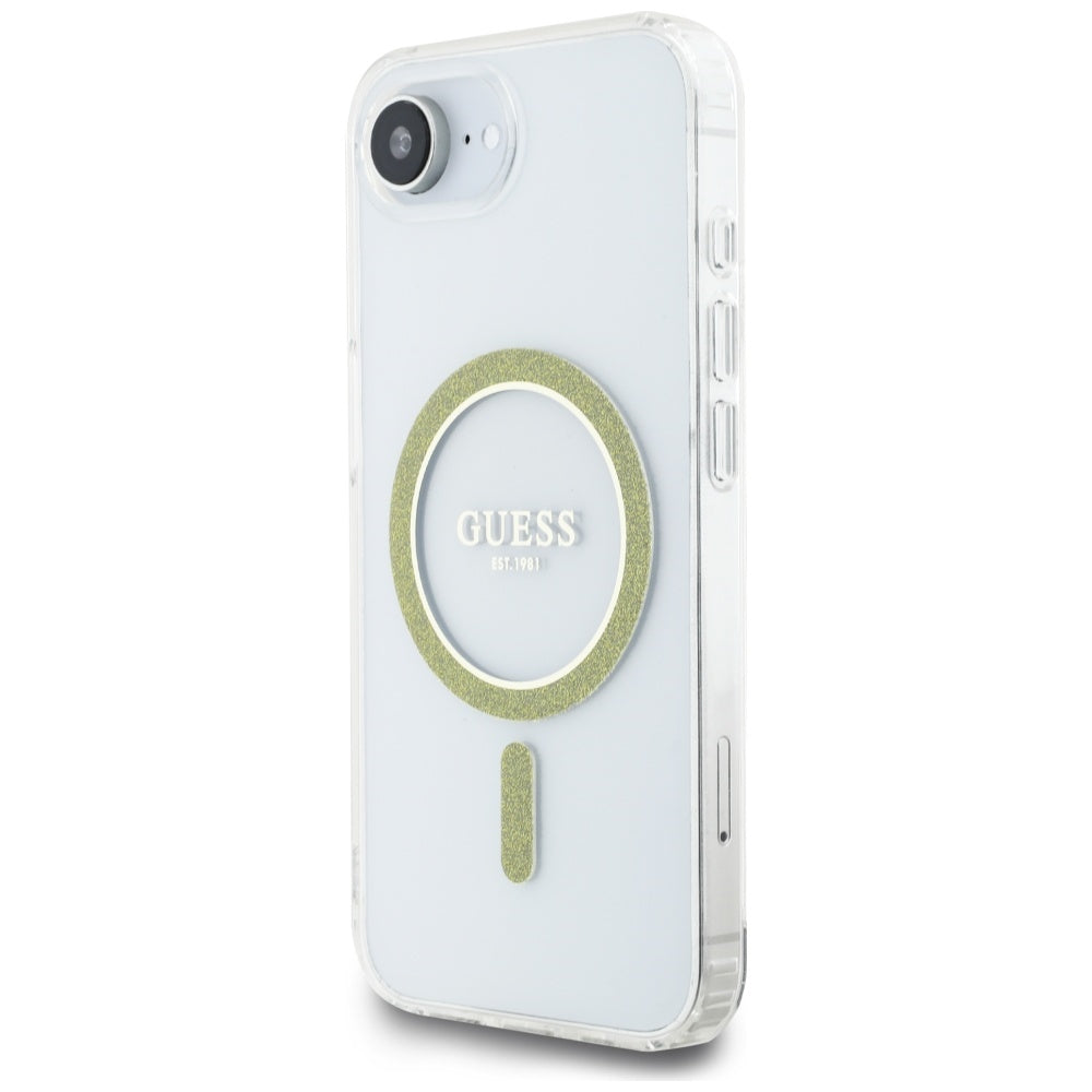 Futrola MagSafe za Apple iPhone 16e, Guess, IML Glitter Circle, Transparentna