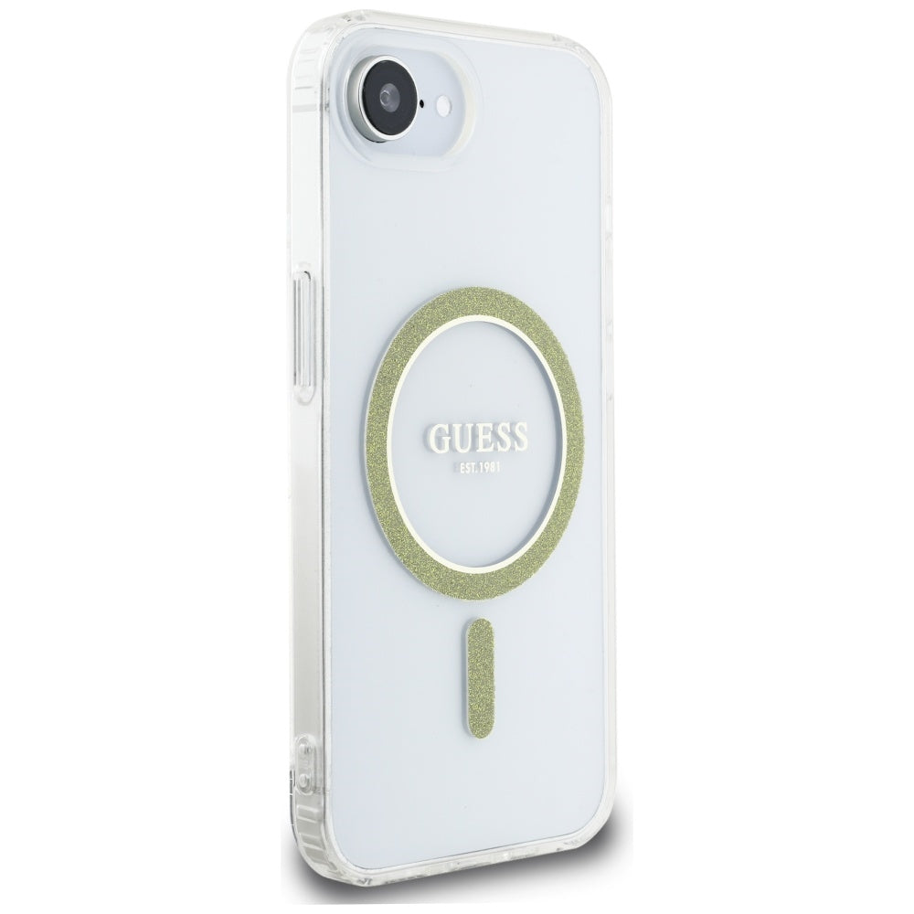 Futrola MagSafe za Apple iPhone 16e, Guess, IML Glitter Circle, Transparentna