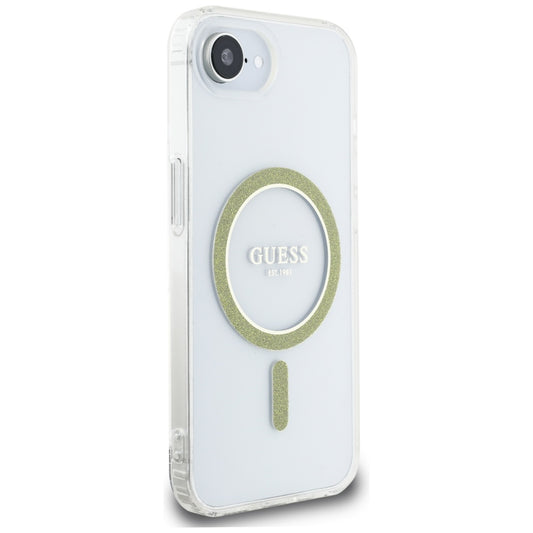 Futrola MagSafe za Apple iPhone 16e, Guess, IML Glitter Circle, Transparentna