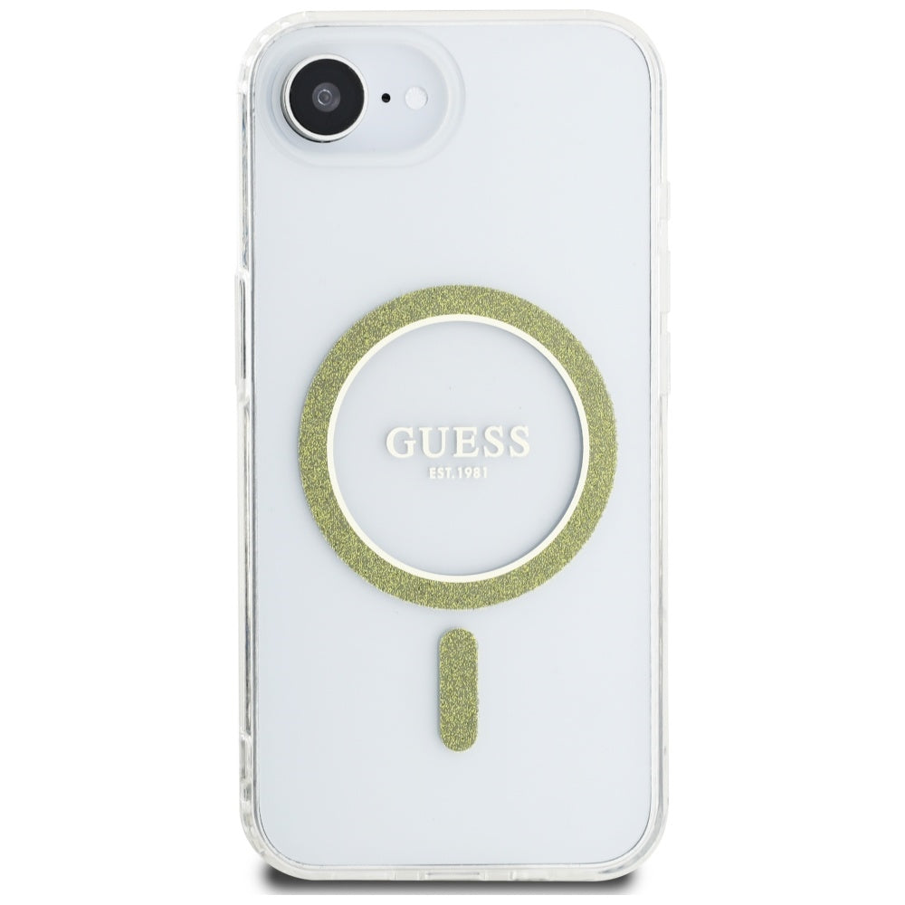 Futrola MagSafe za Apple iPhone 16e, Guess, IML Glitter Circle, Transparentna