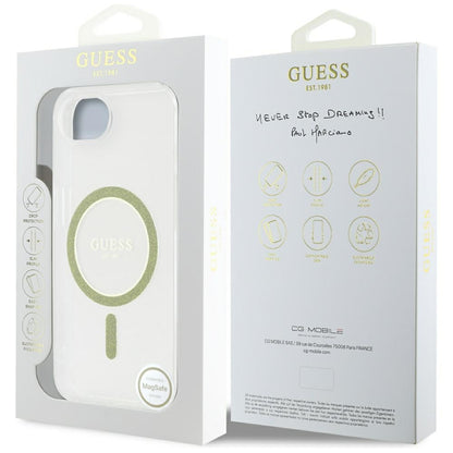 Futrola MagSafe za Apple iPhone 16e, Guess, IML Glitter Circle, Transparentna