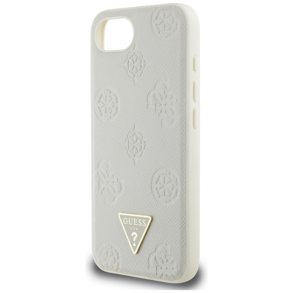 Futrola MagSafe za Apple iPhone 16e, Guess, Peony Grained Hot Stamp Triangle, Bež