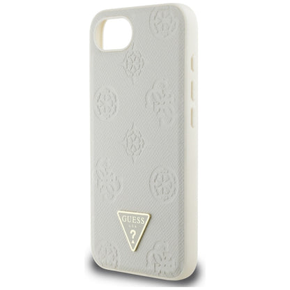 Futrola MagSafe za Apple iPhone 16e, Guess, Peony Grained Hot Stamp Triangle, Bež
